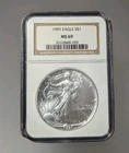 1991-S American Silver Eagle $1 NGC MS69 | San Francisco Mint | 1 oz .999 Silver
