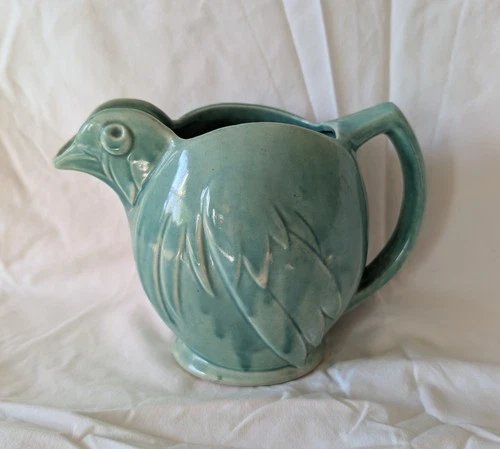 Vintage McCoy Pottery Teal/green/aqua Bird/hen Pitcher 1940s