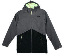 NORTH FACE Boys Apex Elevation Windwall Hooded Jacket Size Large Gray Black