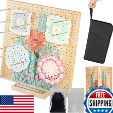 Svartur 15" Foldable Crochet Blocking Board w/ Pegs Storage Pouch, Large Grid