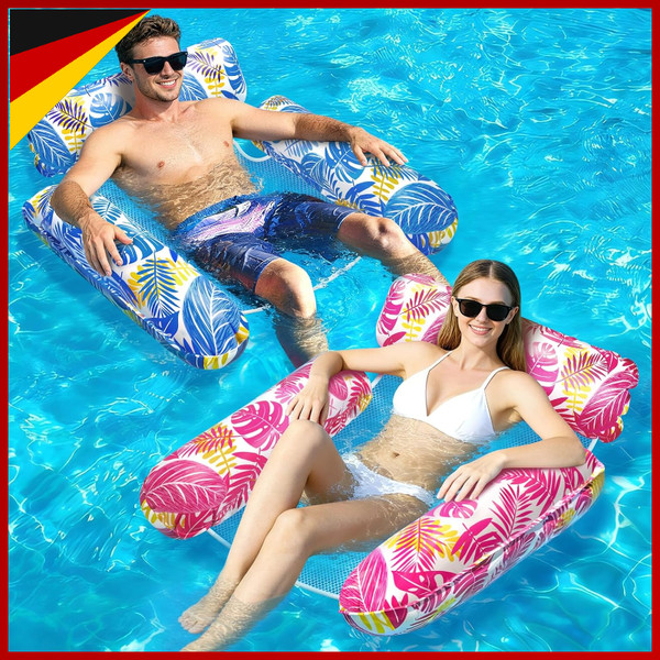 Luftmatratze Wasser 4 In 1 Aufblasbar 2 StüCk HäNgematte Pool Spielzeug-image