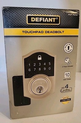 Defiant Castle Compact Touch Electronic Single Cylinder Deadbolt (Satin Nickel) 