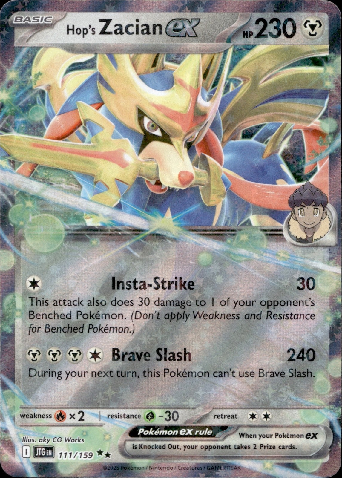 Pokémon Hop's Zacian ex 111/159 JTG Journey Together NM