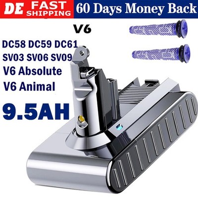 9500mAh Akku Für Dyson V6 DC58 DC59 Trigger DC74 DC62 Ersatzakku / Filter-Kit DE