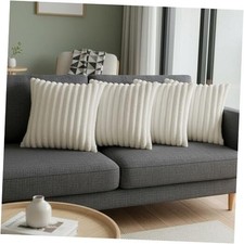 Throw Pillow Covers 18 x 18 set of 4, Cute 18" x 18" Pack of 4 Cream White