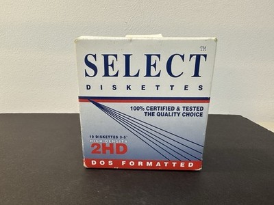 SELECT 2HD DOS Formatierte Disketten x10 Brandneu VERSIEGELT