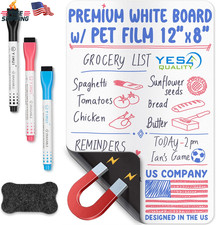 YES4QUALITY Magnetic Dry Erase White Board Sheet for Fridge 12X8 In, with Stain