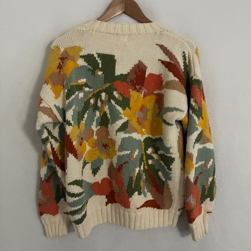 Vtg 90s Saks Fifth Avenue Knit Sweater Womens Size S Floral Boho Cottage Mom - Picture 4 of 7
