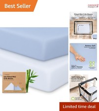 Mini Crib Sheets Fitted 2-Pack Bamboo Soft Breathable Toddler Bedding