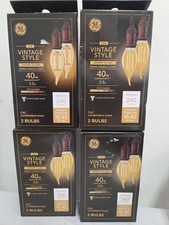 8 GE Vintage Style LED Light Bulbs 40 Watt Dimmable Candelabra Base Amber Glass