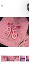 Womens Large Pink Victoria s Secret Sweatpants With Design On The Front And Back