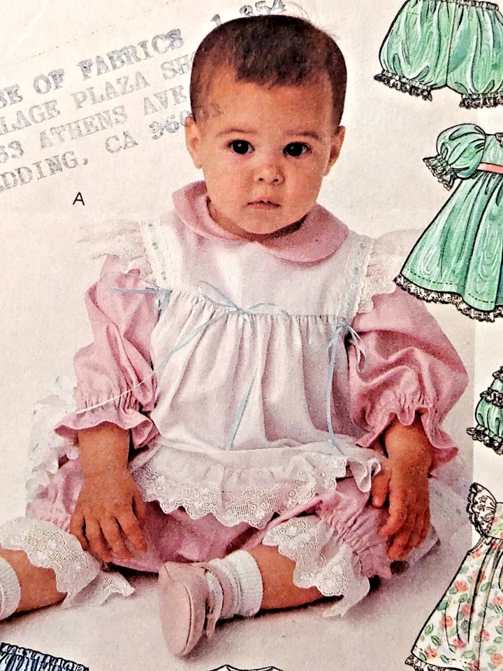 McCalls 4543 Baby Dress Pinafore Pants Pantaloons Panties Size NB-S-M-L (1989) - Image 2 of 4