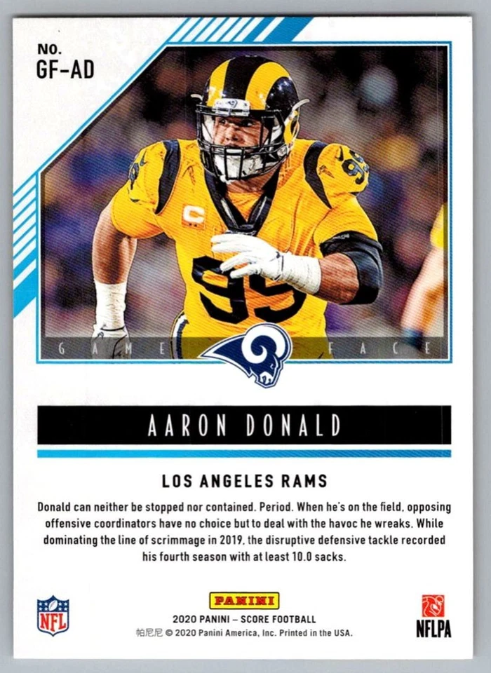 2020 Score Game Face Aaron Donald Los Angeles Rams #GF-AD - Image 2 of 2