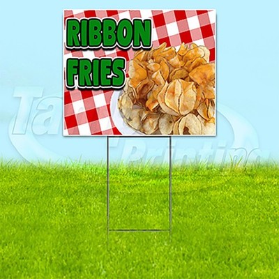 RIBBON FRIES 18x24 Yard Sign Carnival Plastic Corrugated WITH STAKE USA YS00223