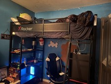 X ROCKER Fortress High Sleeper Gaming Bed Single Bunk Bed with Storage Shelves