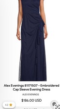 Alex Evenings 81171507 - Embroidered Cap Sleeve Evening Dress Size 8 Petite