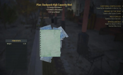 Fallout 76 | Playstation | Plan: Backpack High Capacity Mod