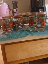 Whataburger Coca Cola Poinsettia Christmas Holiday 6” Drinking Glass -Set of 6