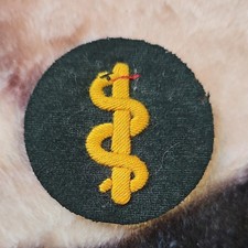 WWII German Medical Corps Original Patch Yellow Caduceus Symbol Militaria