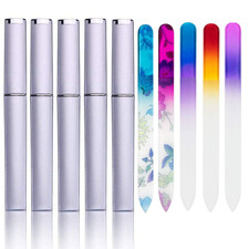 5 Pack Glass Nail Files with Case Crystal Glass Fingernail Files Double Sided Gl