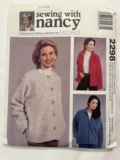 NEW McCall's Sewing with Nancy Pattern 2298 Women Size 8-22 Sewing VTG