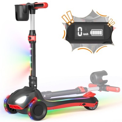 Commugo Electric Scooter for Kid  Light-Up Wheels Lean-to-Steer 5 mph 3-12 Years
