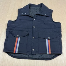 Vintage Stan Herman Work Uniform Vest Medium 70s 80s Reflective Striped