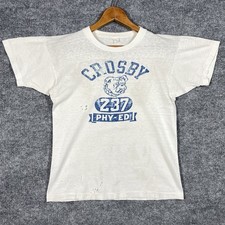VINTAGE 60s Crosby Bulldog Champion T Shirt Phys Ed Medium Distressed 50s