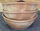 WAGON WHEEL 94X  Set of 3 Cereal Bowls 5.5" Frankoma Pottery USA Desert Gold VTG