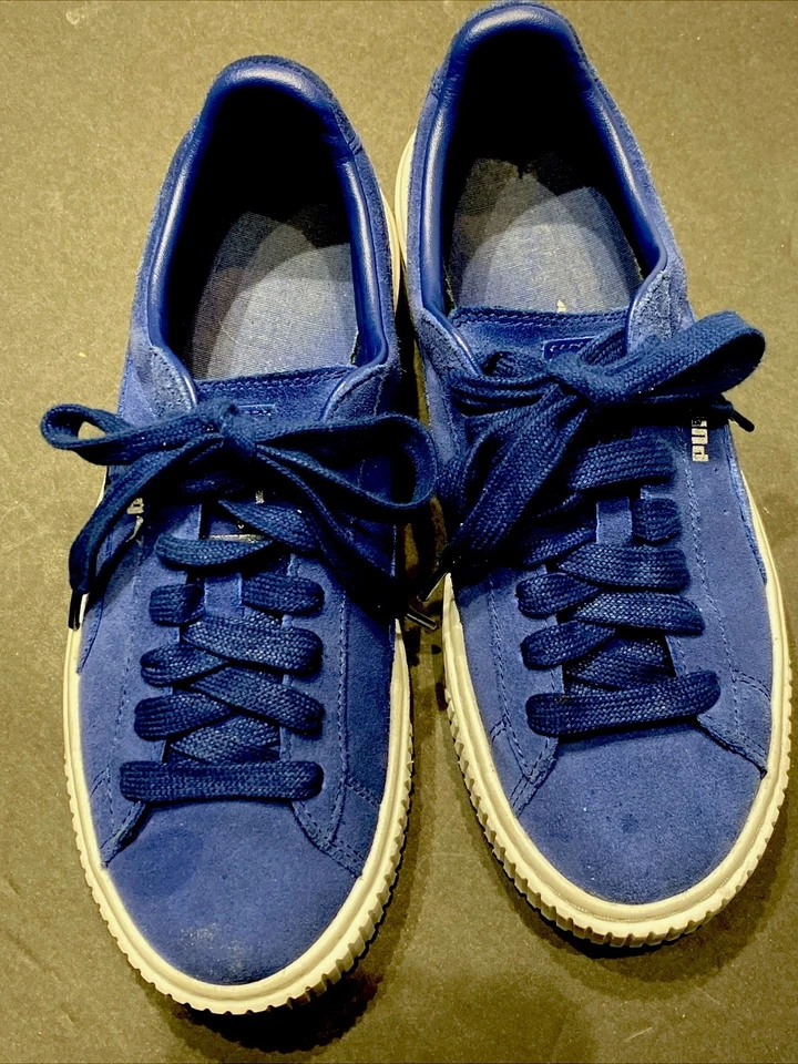 Tênis Puma camurça plataforma azul tênis feminino 7 prata macio - Imagem 2 de 4