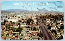Vintage Mexico Postcard TIJUANA Baja California Panoramic View 1983