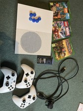 Microsoft Xbox One S 1TB White Gaming Console 3 controllers, wires, and games