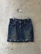 Kinky Jeans Hysteric Glamour Distressed Denim Mini Skirt with Frayed Hem