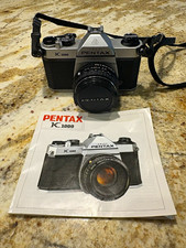 Pentax K1000 35mm SLR Film Camera Silver/Black Manual Focus w/ 50m Lens Manual
