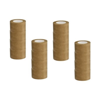 6 Rolls 3'' x 55 Yards - 4.8 Mil Flat Back Kraft Brown Paper Packing Tape