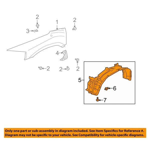 For 06-11 Endeavor Front Splash Shield Inner Fender Liner Panel Left Driver Side - Imagem 4 de 4