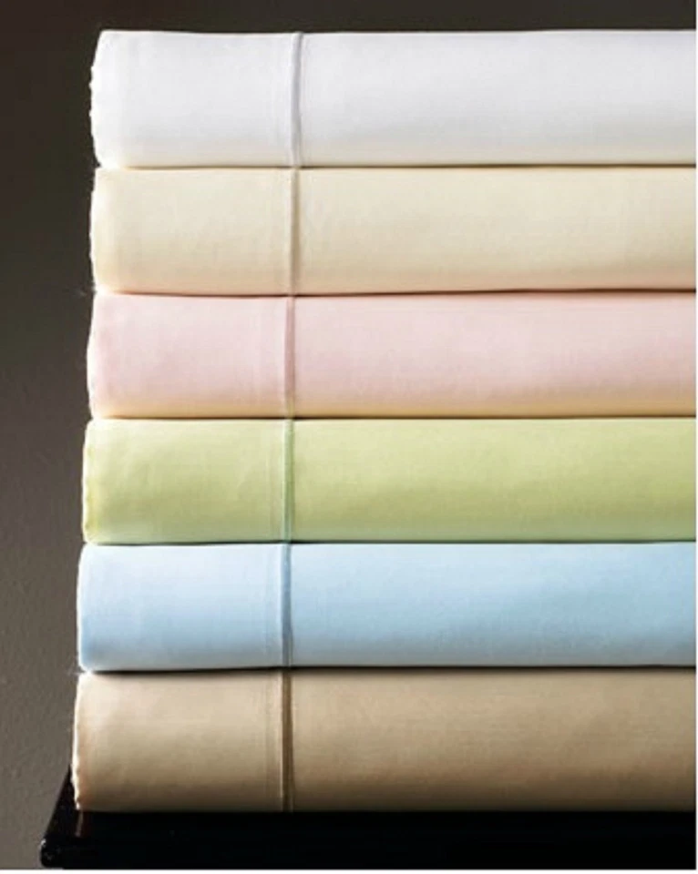 Sferra Marcus Solid White Twin Sheet Set 3 PC 100% Pima Cotton Sateen 400TC NEW - Image 2 of 4