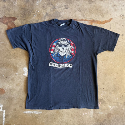 80s VINTAGE WIDOW MAKER BIKER T-SHIRT SZ XL HOG BROS. OMAHA HARLEY DAVIDSON