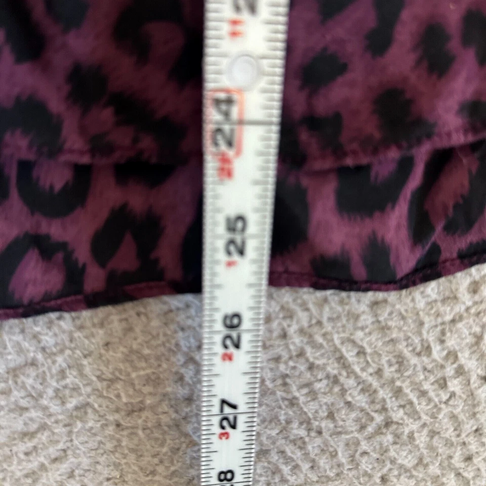 Parker Leopard Print Silk Blouse Sz Medium Burgundy Black Sleeveless - Image 4 of 4