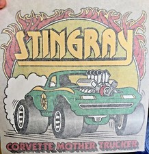 Vintage Chevy Stingray Corvette Mother Trucker Car Iron On Transfer Chevrolet