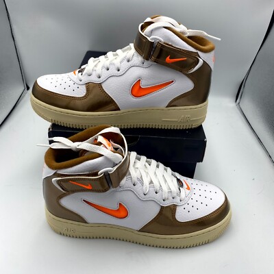Nike Air Force 1 Mid QS DH5623-100 Mens 7.5 Sneaker White Brown Basketball Shoes