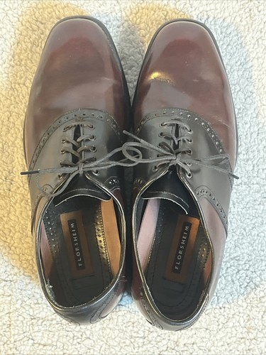 Florsheim Hamilton Saddle Oxford Shoes Black Burgundy Leather Men's Size 10.5 D - Picture 11 of 22