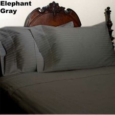Dark Grey Striped Queen Bed Sheet Set 1000 Thread Count 100 Egyptian Cotton