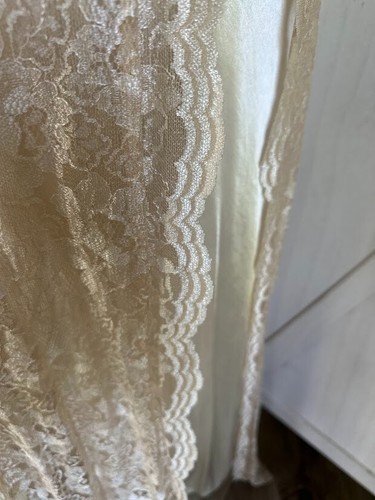 Vintage Y2K Slip Lace Maxi Dress Medium Romantic Fairy Whimsy Babydoll Beige - Picture 4 of 10