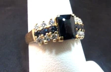 14K Solid Gold Ring with Sapphire Diamonds Size 6  SALE SAVE 1100 #848