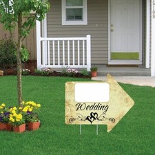 Wedding Sign Arrow w/2 EZ stakes - 18"x24" - Corrugated Plastic