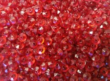 Lot 2,000 Transparent Red 6mm Faceted Rondelle Spacer Plastic Craft Beads