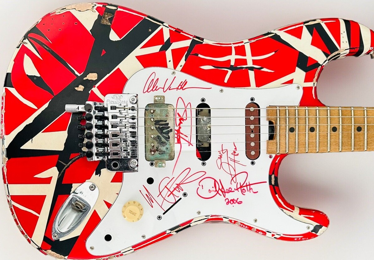 Van Halen Signed Guitar Dave Sam Michael Al Eddie Van Halen