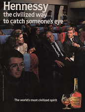 1986 Vintage Print Ad Hennessy the civilized way to catch someone's eye Cognac