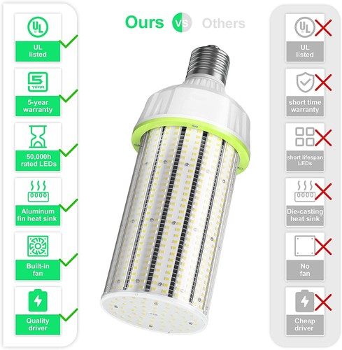 6Pack 400W Eq. 480V LED Light Bulbs 100W 15000LM High Bay Barn Street Corn Light - Picture 11 of 13